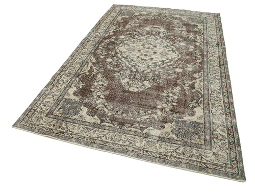 Vintage Beige Vintage Cotton Wool Handmade Area Rug 5'6'' x 9'1''