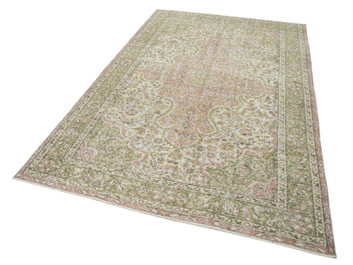 Vintage Beige Vintage Cotton Wool Handmade Area Rug 5'5'' x 8'8''