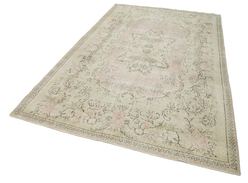 Vintage Beige Vintage Cotton Wool Handmade Area Rug 6'0'' x 9'7''