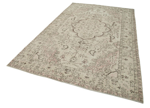 Vintage Beige Vintage Cotton Wool Handmade Area Rug 6'3'' x 10'3''