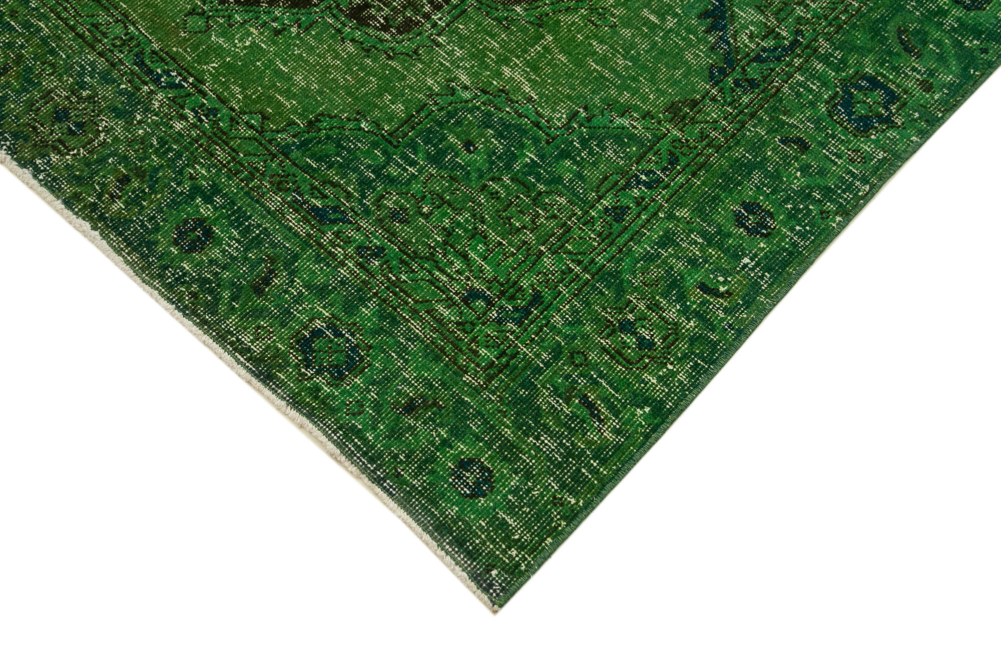 Handmade Wool Area Rug - Zile Green Vintage Cotton Rug 4'4'' x 12'8'' Classic Woven