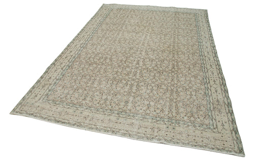Vintage Beige Vintage Cotton Wool Handmade Area Rug 6'6'' x 10'1''
