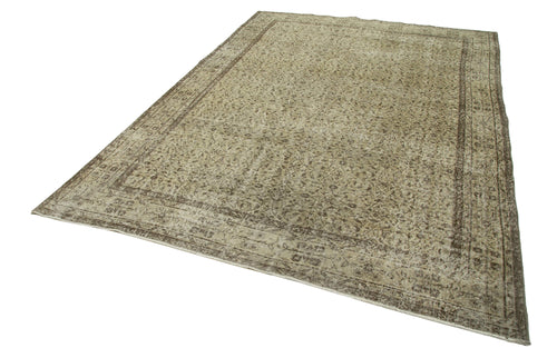 Vintage Beige Vintage Cotton Wool Handmade Area Rug 6'11'' x 9'11''