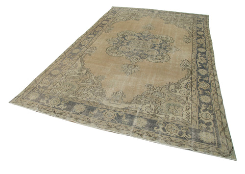 Vintage Beige Vintage Cotton Wool Handmade Area Rug 6'8'' x 10'4''