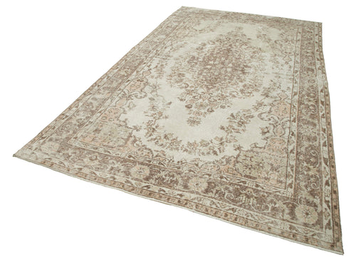 Vintage Beige Vintage Cotton Wool Handmade Area Rug 6'6'' x 10'7''