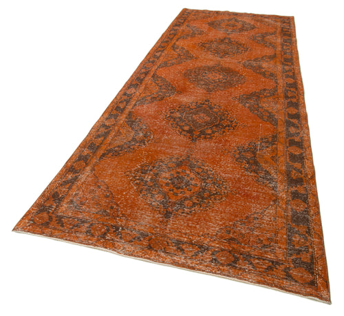 Zile Orange Vintage Cotton Wool Handmade Area Rug 4'7'' x 12'6''