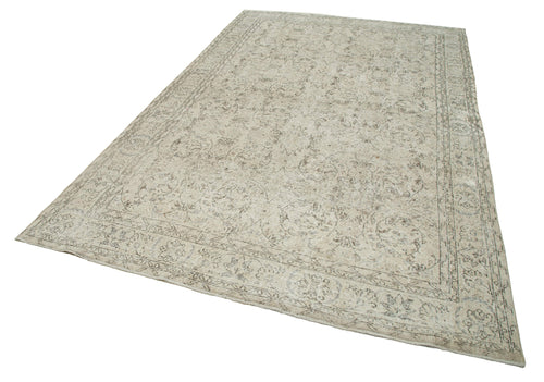 Vintage Beige Vintage Cotton Wool Handmade Area Rug 6'6'' x 10'4''