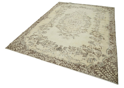 Vintage Beige Vintage Cotton Wool Handmade Area Rug 6'10'' x 9'11''