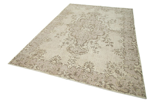 Handmade Area Rug - Vintage Beige Wool Cotton Rug, Hand Woven Turkish Carpet 6'9"x10'4"