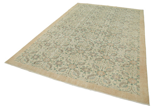 Vintage Beige Vintage Cotton Wool Handmade Area Rug 7'1'' x 10'8''