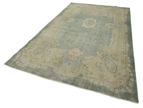 Vintage Beige Vintage Cotton Wool Handmade Area Rug 6'4'' x 11'5''