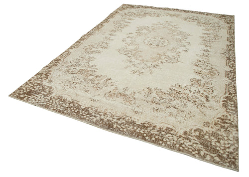 Vintage Beige Vintage Cotton Wool Handmade Area Rug 6'11'' x 10'6''