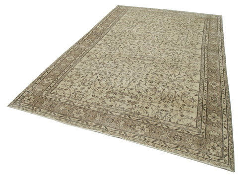 Vintage Beige Vintage Cotton Wool Handmade Area Rug 6'7'' x 10'4''