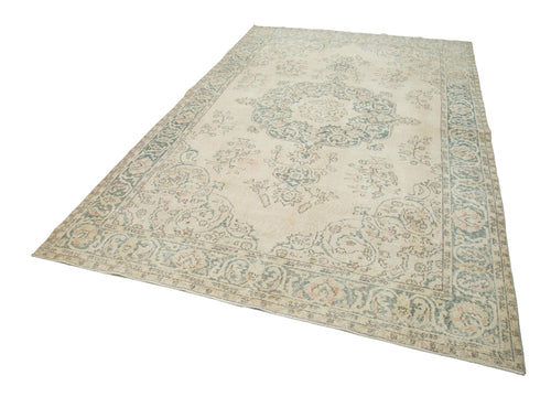 Handmade Area Rug – Vintage Cotton Wool Turkish Hand Knotted Carpet 6'5"x10'7"