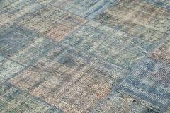 Kirk Yama Blue Patchwork Cotton Wool Handmade Area Rug 7'10'' x 10'11''