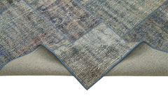 Kirk Yama Blue Patchwork Cotton Wool Handmade Area Rug 7'10'' x 10'11''