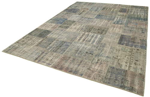 Handmade Area Rug - Kirk Yama Grey Patchwork Cotton Wool 8'2'' x 11'6''