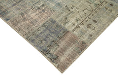 Handmade Area Rug - Kirk Yama Grey Patchwork Cotton Wool 8'2'' x 11'6''