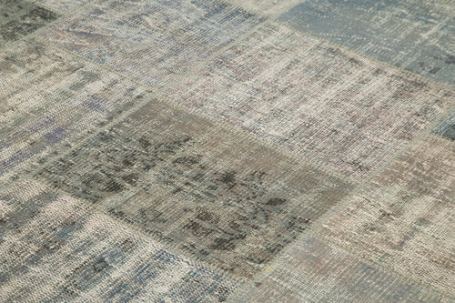 Handmade Area Rug - Kirk Yama Grey Patchwork Cotton Wool 8'2'' x 11'6''