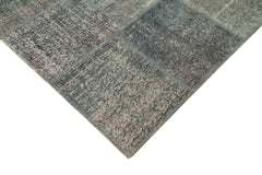 Handmade Area Rug - Blue Patchwork Cotton Wool Vintage Turkish Carpet 8'4''x11'7''