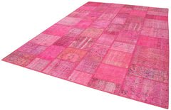 Kirk Yama Pink Patchwork Cotton Wool Handmade Area Rug 8'0'' x 11'7''