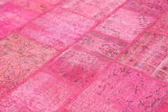 Kirk Yama Pink Patchwork Cotton Wool Handmade Area Rug 8'0'' x 11'7''