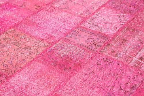 Kirk Yama Pink Patchwork Cotton Wool Handmade Area Rug 8'0'' x 11'7''