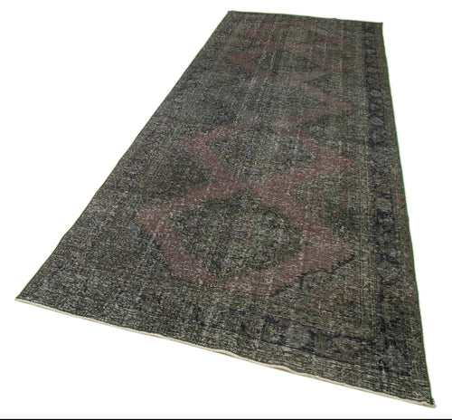 Zile Grey Vintage Cotton Wool Handmade Area Rug 4'7'' x 12'4''