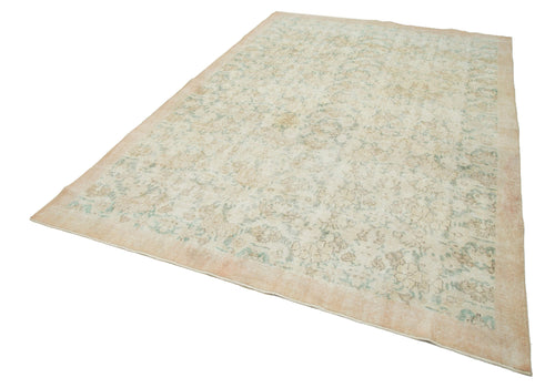 Vintage Beige Vintage Cotton Wool Handmade Area Rug 6'11'' x 10'3''