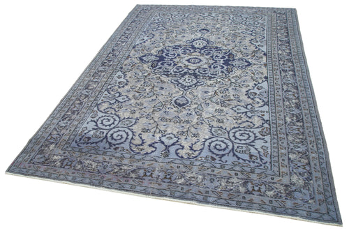 Oyma Vintage Blue Vintage Cotton Wool Handmade Area Rug 6'3'' x 9'1''
