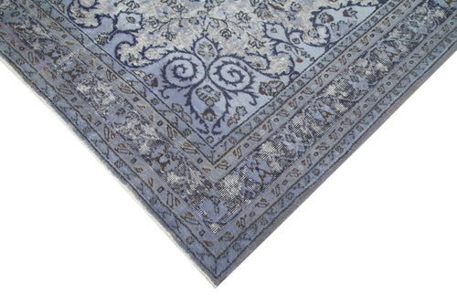 Oyma Vintage Blue Vintage Cotton Wool Handmade Area Rug 6'3'' x 9'1''