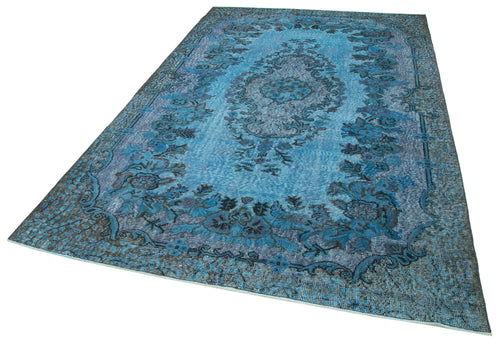 Oyma Vintage Blue Vintage Cotton Wool Handmade Area Rug 6'3'' x 9'9''
