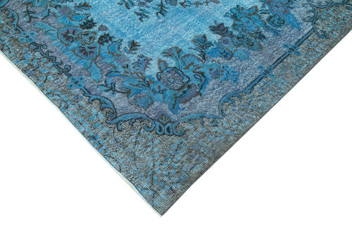 Oyma Vintage Blue Vintage Cotton Wool Handmade Area Rug 6'3'' x 9'9''