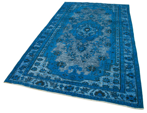 Oyma Vintage Blue Vintage Cotton Wool Handmade Area Rug 5'8'' x 9'6''