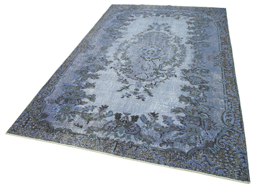 Oyma Vintage Blue Vintage Cotton Wool Handmade Area Rug 5'9'' x 9'4''