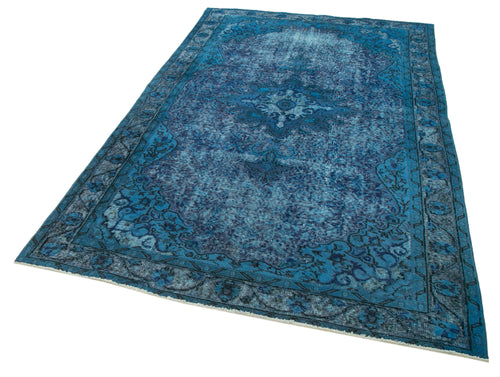 Oyma Vintage Turquoise Vintage Cotton Wool Handmade Area Rug 5'4'' x 8'6''