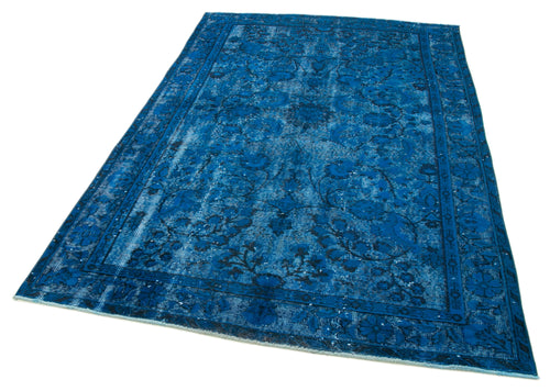 Oyma Vintage Blue Vintage Cotton Wool Handmade Area Rug 5'5'' x 8'6''