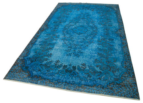 Oyma Vintage Blue Vintage Cotton Wool Handmade Area Rug 5'7'' x 9'11''