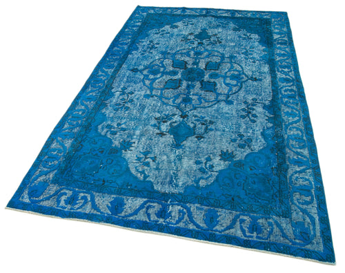 Oyma Vintage Blue Vintage Cotton Wool Handmade Area Rug 5'0'' x 8'8''