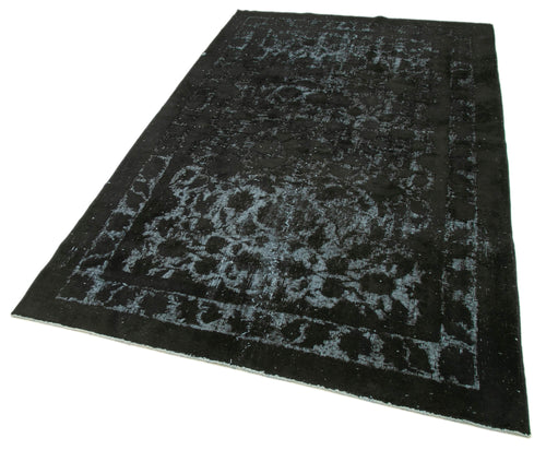 Oyma Vintage Black Vintage Cotton Wool Handmade Area Rug 4'11'' x 8'2''