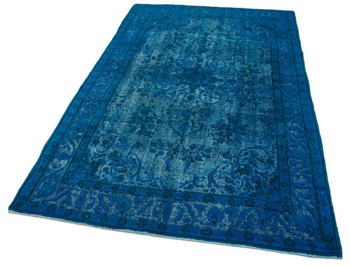 Oyma Vintage Blue Vintage Cotton Wool Handmade Area Rug 4'11'' x 7'11''