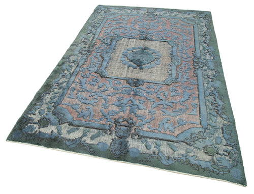 Oyma Vintage Blue Vintage Cotton Wool Handmade Area Rug 5'2'' x 8'3''