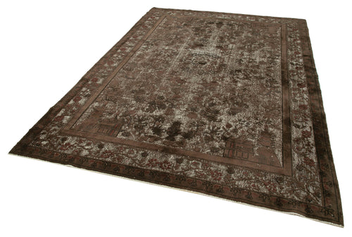 Oyma Vintage Brown Vintage Cotton Wool Handmade Area Rug 6'10'' x 9'9''