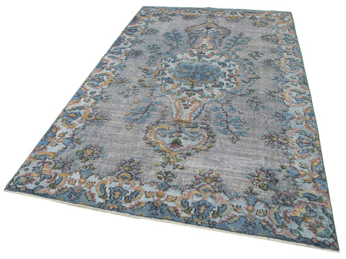 Oyma Vintage Blue Vintage Cotton Wool Handmade Area Rug 5'6'' x 9'4''