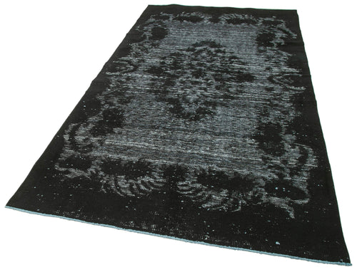 Oyma Vintage Black Vintage Cotton Wool Handmade Area Rug 4'11'' x 9'3''