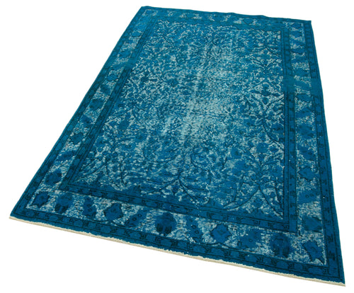 Oyma Vintage Turquoise Vintage Cotton Wool Handmade Area Rug 4'7'' x 7'7''