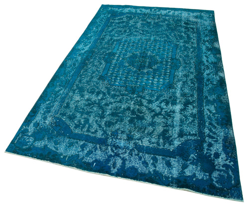Oyma Vintage Turquoise Vintage Cotton Wool Handmade Area Rug 4'8'' x 8'3''