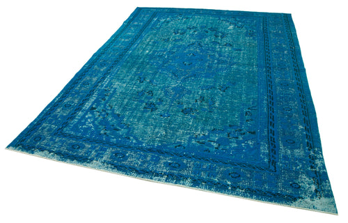 Oyma Vintage Turquoise Vintage Cotton Wool Handmade Area Rug 6'7'' x 9'7''