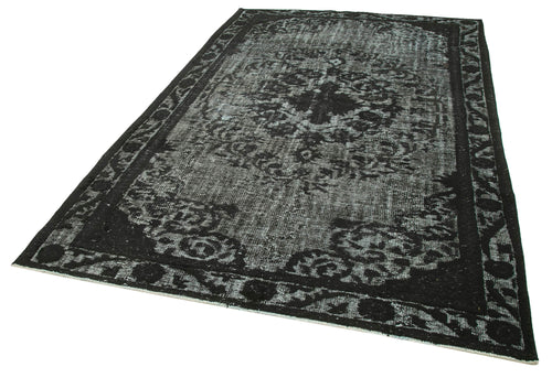 Oyma Vintage Black Vintage Cotton Wool Handmade Area Rug 6'3'' x 9'7''