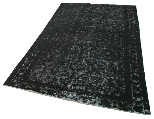 Oyma Vintage Black Vintage Cotton Wool Handmade Area Rug 5'3'' x 8'2''